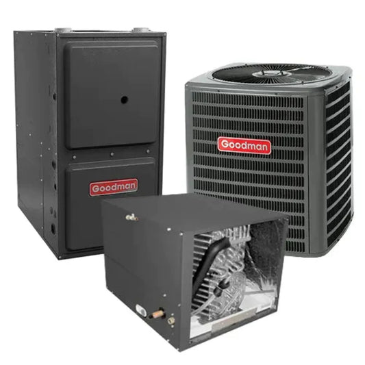 Goodman 1.5 Ton 14.5 SEER 80% 80,000 BTU Gas Furnace and Air Conditioner System Upflow GM9S800803BN CAPTA1818B4 GSXN401810