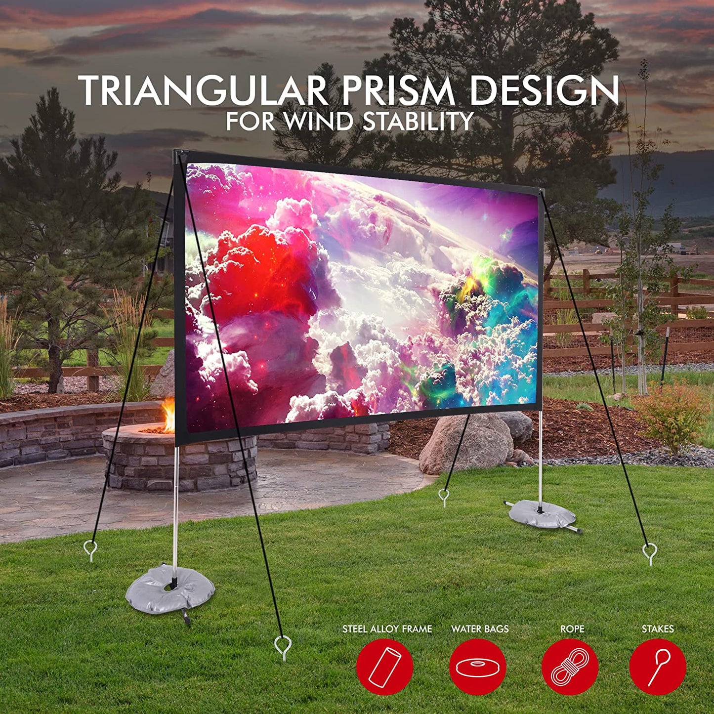 Pyle  Projector Screen with Stand - 100.Stand Mount.
