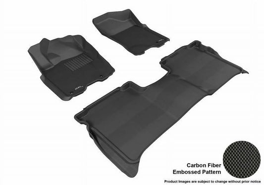 3D MAXpider 2009-2015 Fits Nissan Titan Crew Cab Fit 2nd Row With Storage Box 1st Row 2nd Row Kagu Carbon Fiber Embossed Pattern Black Floor Mat L1NS06701509