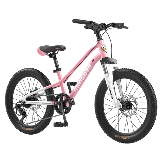 24 Mountain Bike with 7-Speed Drivetrain, Suspension Fork, Aluminum Alloy Frame Bicycle for Girls, Pink