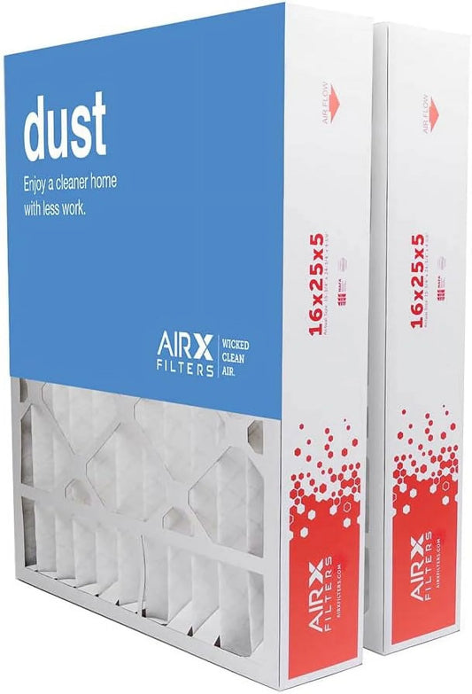 16X25x5 MERV 8 HV Furne Air Filter Replement For X0583 X6670 X6672, Dust 2-Pk, Made In The