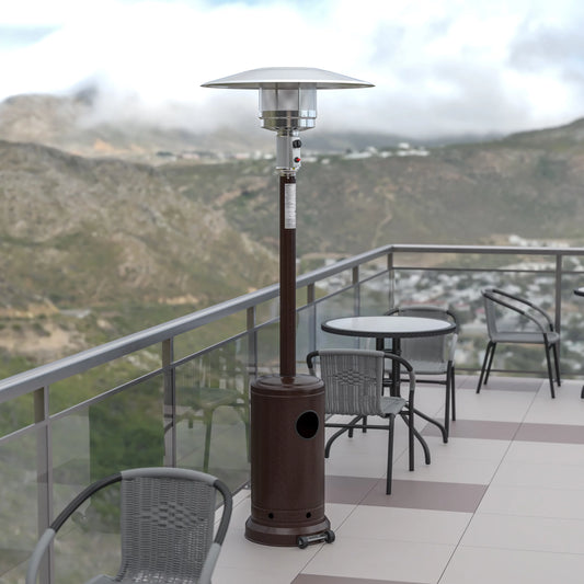 Emma + Oliver Outdoor Patio Heater - Bronze - 7.5 Feet Round Steel Patio Heater - 40,000 BTU's