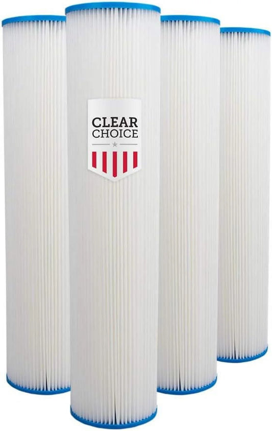 Clear Choice Sediment Filter Cartridge 20In X 4.50In Replacement For Pentek 255493-43 ECP1-20BB, Pelican PBB-P20-1, 4-Pk
