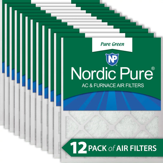 18x25x1 (17_1/2x24_1/2) Pure Green Eco-Friendly AC Furnace Air Filters 12 Pack