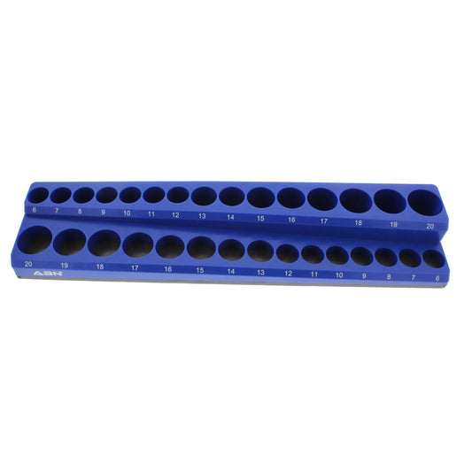 ABN Magnetic Socket Holder Tool Organizer - Blue 3/8 Dr Metric Socket Set Rail
