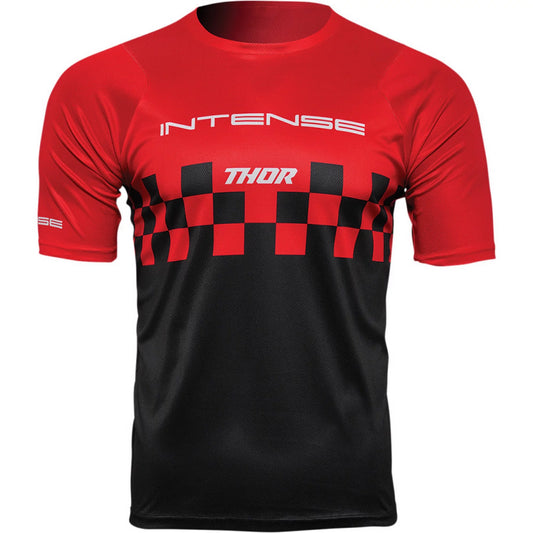 Thor Intense Chex Mens MTB Mountain Bike Jersey Red/Black MD