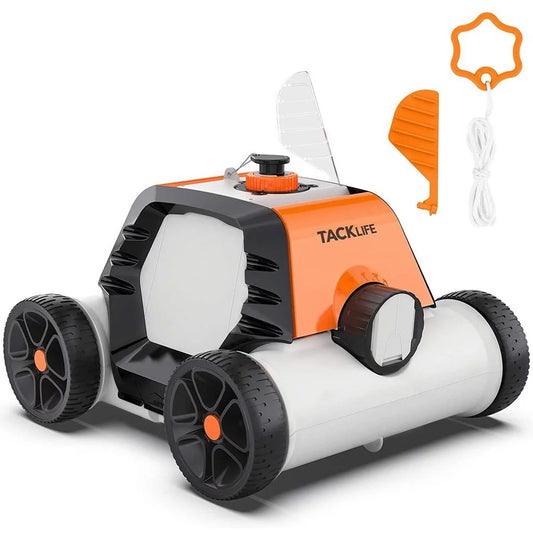 Tacklife Robotic Pool Cleaner, 90mins IPX8 Cordless Automatic Pool Vacuum With 2pcs Motors For Above/In-Ground Flat Pool Up To 860 Sq.Ft Orange