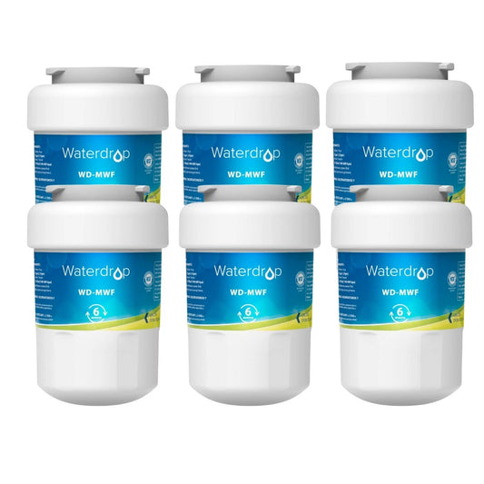 Waterdrop MWF Refrigerator Water Filter, NSF 42 Certified, Replacement for GE SmartWater MWF, MWFINT, MWFP, MWFA, GWF, HDX FMG-1, GSE25GSHECSS, RWF1060, Kenmore 9991 (Pack of 6)