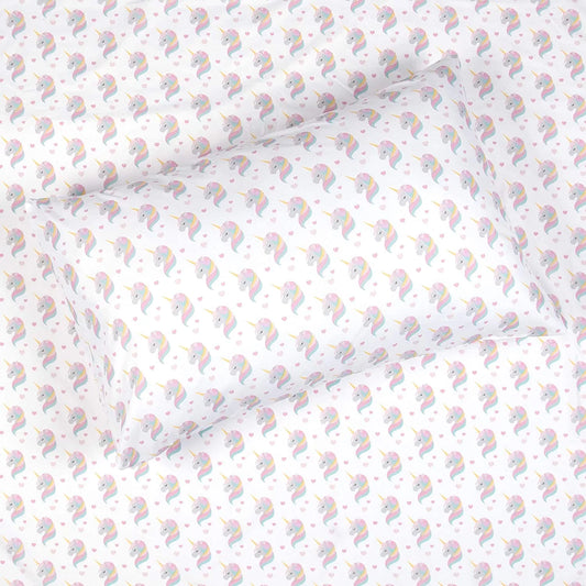 Kids Rule 4 Piece Unicorn Sheet Set, Full Size, Pink