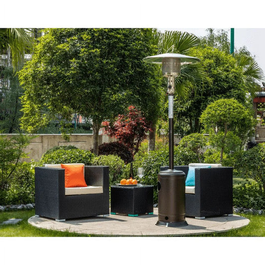 Adrinfly Outdoor Patio Propane Heater with Portable Wheels 47,000 BTU 88 inch Standing Gas Outside Heater Stainless Steel Burner Commercial & Residential Hammered Black for Party Restaurant