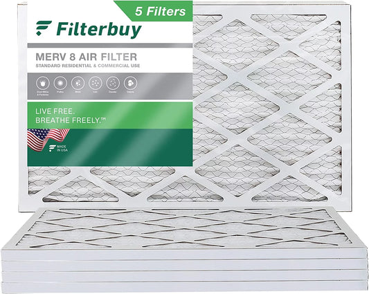 Filterbuy 10x32x1 MERV 8 Pleated HVAC AC Furnace Air Filters (5-Pack)
