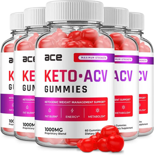 5 Pack ACE Keto ACV Gummies ACE ACV Advanced Formula Plus Apple Cider Vinegar Keto Gummies Dietary Supplement B12 Beet Root Juice Men Women 300 Gummies
