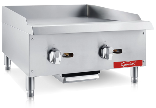 General Foodservice Countertop Gas Griddle, 60,000 BTU's, 24, in Stainless Steel (GCMG-24NG)