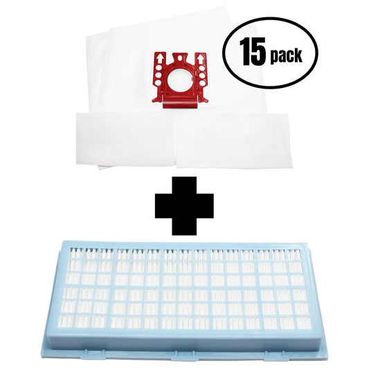 30 Replacement Miele S316i Cat & Dog Vacuum Bags, 30 Micro Filters & 1 HEPA Filter - Compatible Miele Type FJM Bags, Micro Filters & SF-AH 30, SF-HA 30, AH30 Filter (15-Pack, 2 Bags Per Pack)