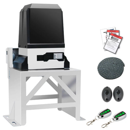 TOPENS CK2600 Automatic Sliding Gate Opener Chain Drive Industrial Commercial 1-1/4 HP Gate Motor for Heavy Driveway Slide Gates Up to 5700 Pounds, AC Powered with 20ft Roller Chain and Remote Control