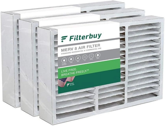 Filterbuy 17.5x27x5 MERV 8 Pleated HVAC AC Furnace Air Filters for Trane Perfect Fit (3-Pack)