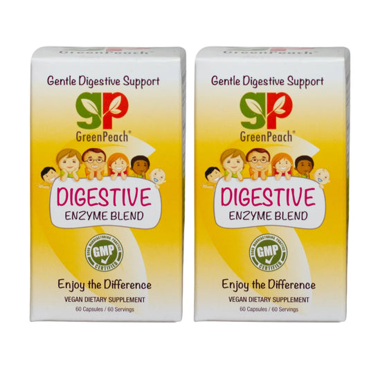 GreenPeach Organic Multi Enzyme Supplement for Better Digestion & Absorption- Promotes Digestive Health Support- Pack of 2