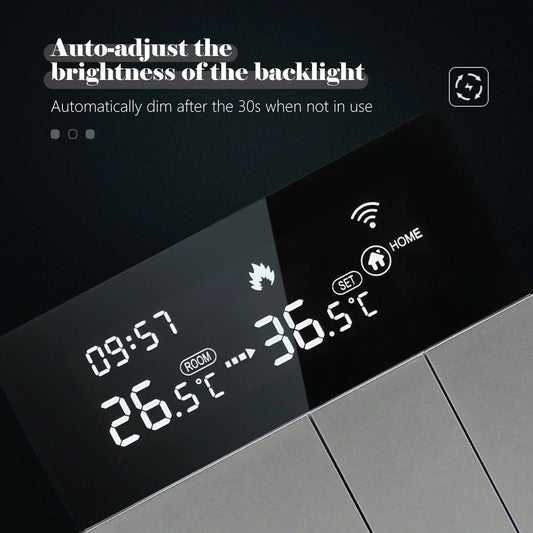 Anself WIFI Smart Thermostat with LCD Display Smart Heating Radiator Thermostat APP & Voice Control Indoor Constant Temperature Controller Digital Programmable Thermostat Freezing