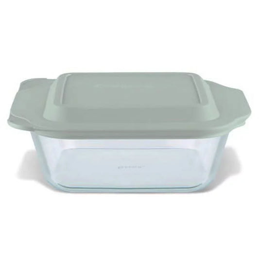 Pyrex 8 x 8 Glass Baking Dish With Sage Lid Larger Handles For S, Each