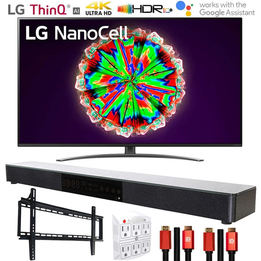 LG 65NANO81ANA 65 Nano 8 Series 4K Smart UHD NanoCell TV with AI ThinQ (2020 Model) with Deco Gear Home Theater Soundbar, Wall Mount Accessory Kit and HDMI Cable Bundle(65NANO81 65 Inch TV)