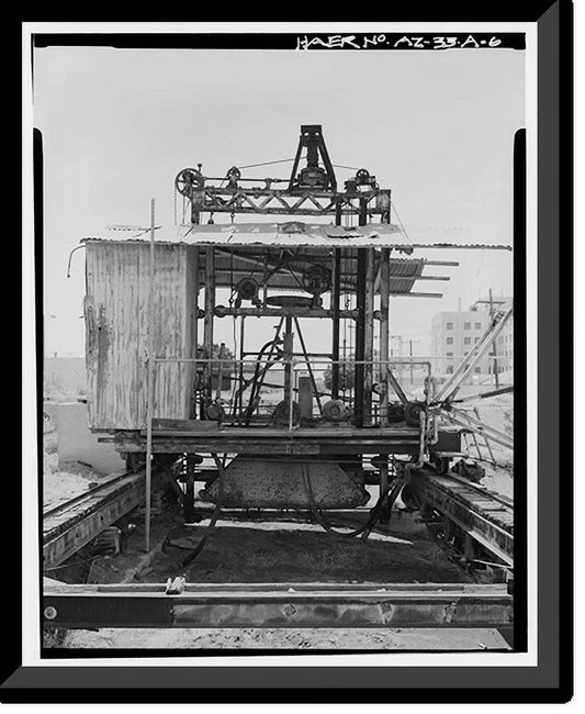 Historic Framed Print, Yuma Main Street Water Treatment Plant, Blaisdell Slow Sand Filter Washing Machine, Jones Street at foot of Main Street, Yuma, Yuma County, AZ - 6, 17-7/8 x 21-7/8