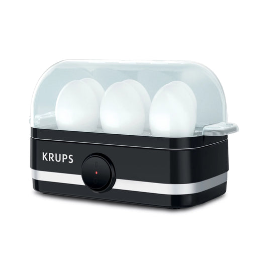 KRUPS Simply Electric Egg Cooker with Accessories, 6 Egg Capacity, Black, KW221850, New