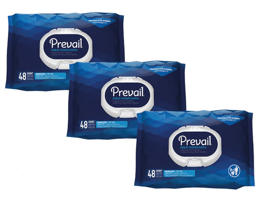 Prevail Adult Washcloths Softpack, 12 x 8, 48 Count - Pack of 3