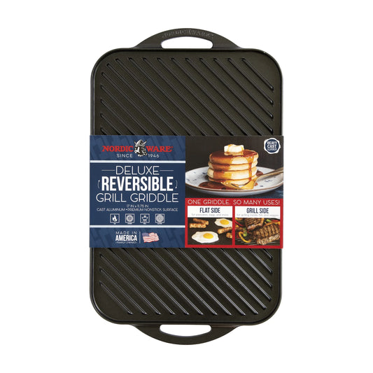 Nordic Ware Deluxe Cast Aluminum Reversible Grill Griddle, Black