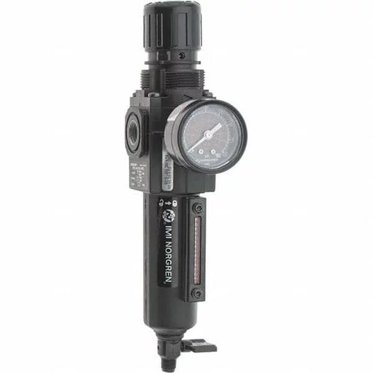 Norgren 1/4 NPT Compact 1 Pc Filter/Regulator FRL Unit with Sight Glass & Pressure Gauge
