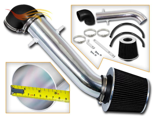 Rtunes Racing Short Ram Air Intake Kit + Filter Combo BLACK Compatible For 91-95 Jeep Wrangler 2.5L L4 / 4.0L L6