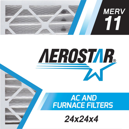 Aerostar 24x24x4 MERV  11, Pleated Air Filter, 24 x 24 x 4, Box of 3, Made in the USA