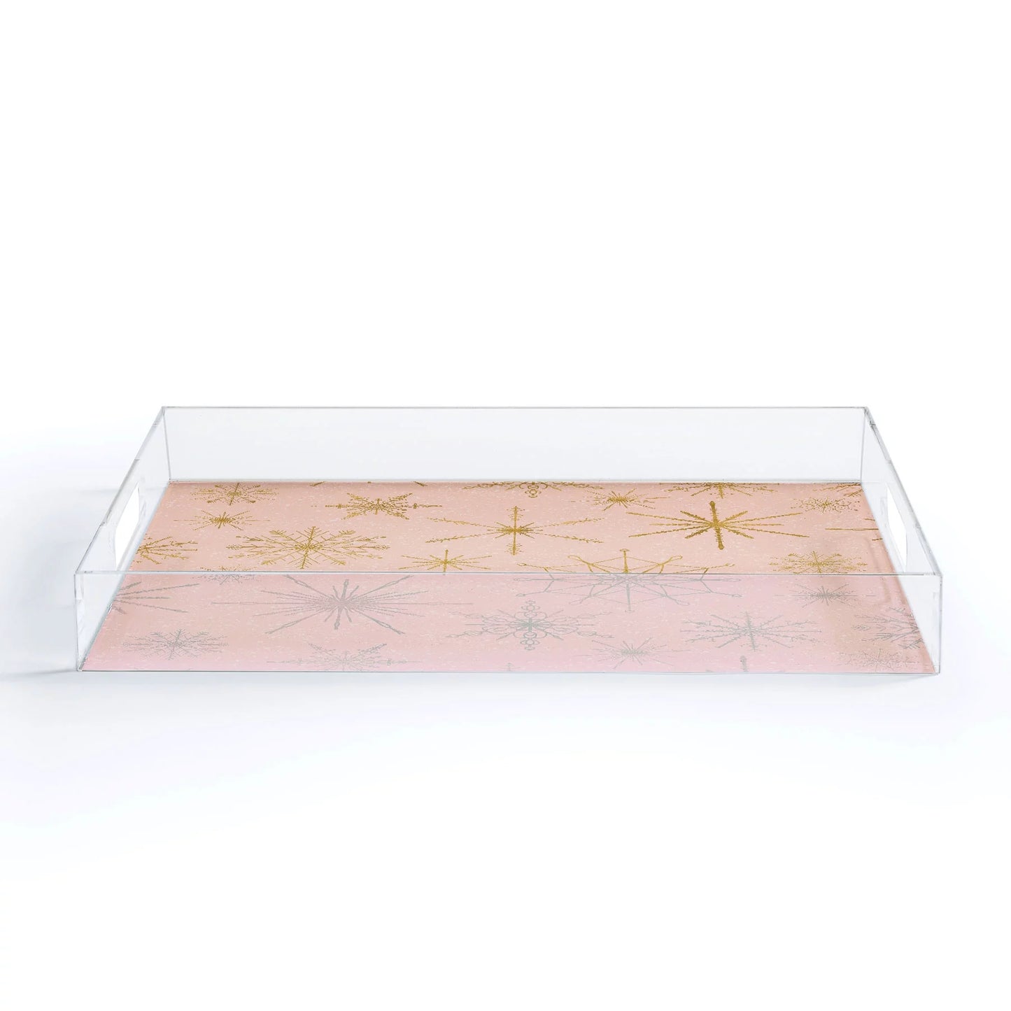 Society6 Jacqueline Maldonado Snowflakes Gold Peach Acrylic Tray