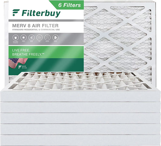 Filterbuy 24x36x2 MERV 8 Pleated HVAC AC Furnace Air Filters (6-Pack)