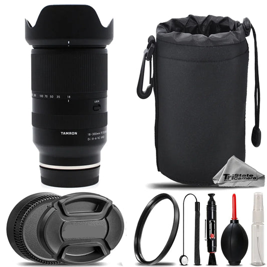 Tamron 18-300mm f/3.5-6.3 Di III-A VC VXD Lens for Sony E + UV Filter+ + Hood + Lens Pouch- Basic Kit
