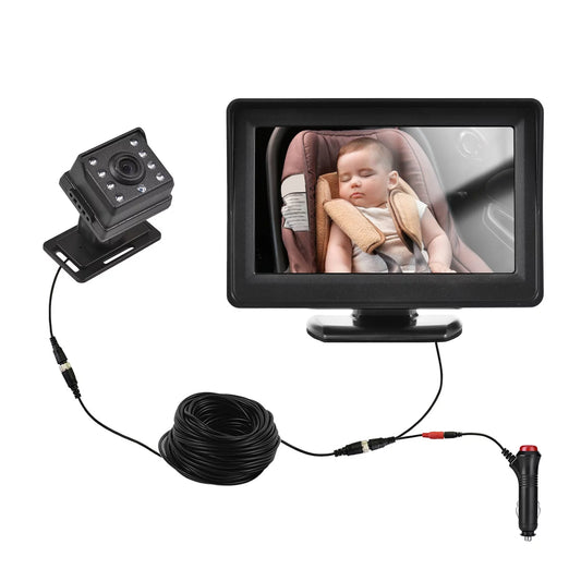 walmeck Car Monitor 1080P Monitor for Rear Facing Seat 4.3 Inch Car Seat Mirror Display 150° Wide View Car Mirror Easy Installation