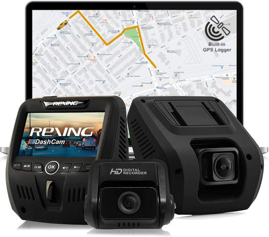 Open Box Rexing V1LG Dual Channel Car Dash Cam FHD 1080p - Black