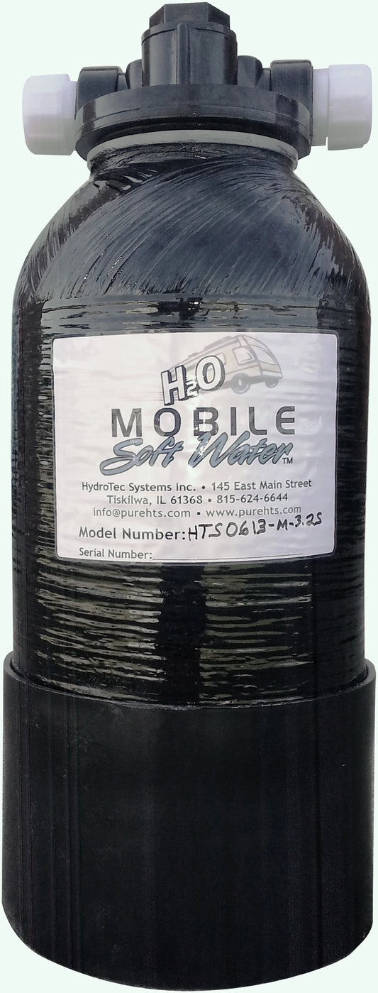 Mobile-soft-water 3,200 grain Portable Softener Shorty, Lead-Free NSF 61 Male GHC Tank Connections for RV and Other Tight Spaces, Day Trips and other places where soft water is desirable; C-style.