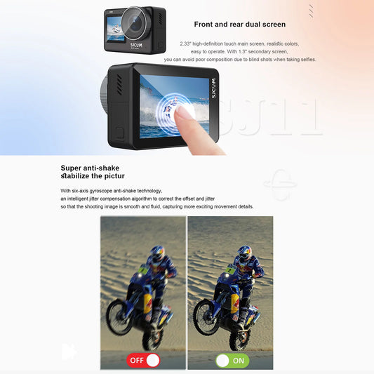 Dcenta SJ11Active Action Camera Portable 20MP Waterproof Dual Screen with Live Streaming, Versatile