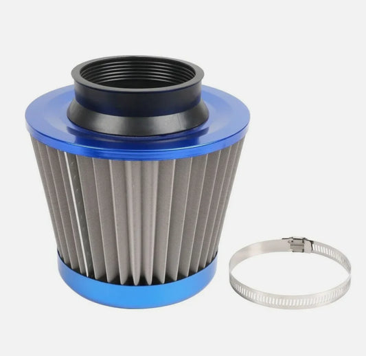 Blue 3 76mm REUSABLE Air Filter STAINLESS STEEL Wire High Flow Cold Air Intake Filter OFI074