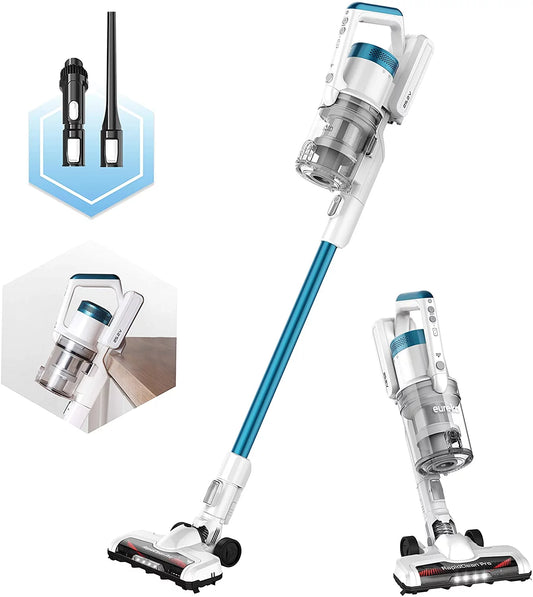 Eureka RapidClean Pro Lightweight Cordless Vacuum Cleaner, High Efficiency Powerful Digital Motor LED Headlights, Convenient Stick and Handheld Vac, Essential, Blue