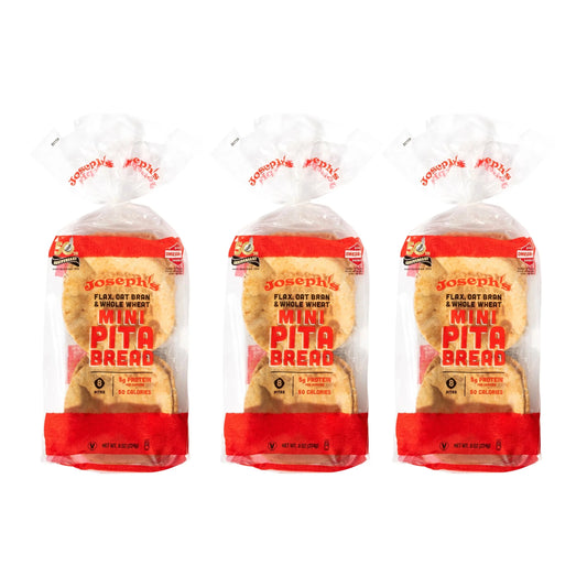 Joseph’s Low Net Carb Flax Mini Pita Bread, 8 oz, 3 Pack, 24 Count