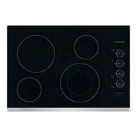 Frigidaire FFEC3025US Electric Cooktop, 30, Stainless Steel, 4 Element Burners, Ceramic Glass Surface, 3000W Quick Boil Element, Expandable Element, Hot Surface Indicator