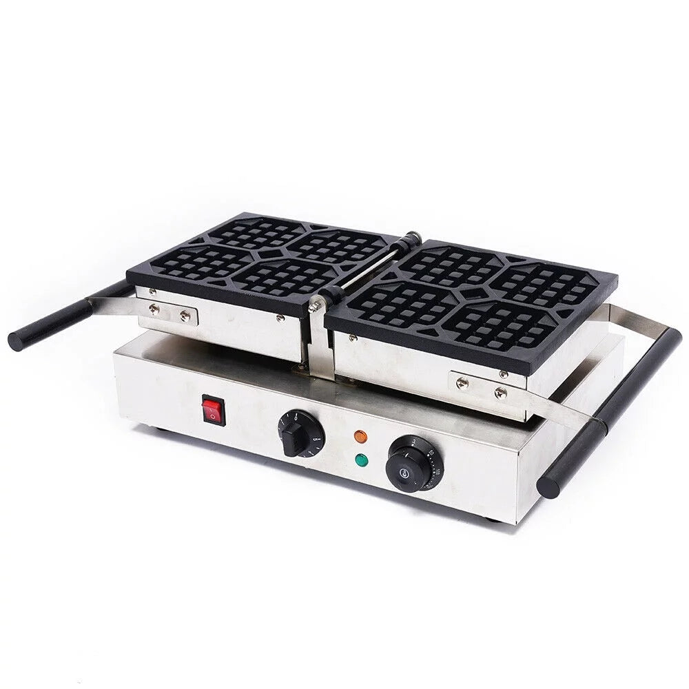 DENEST 4 Grooves Commercial Electric Waffle Maker Temperature Control