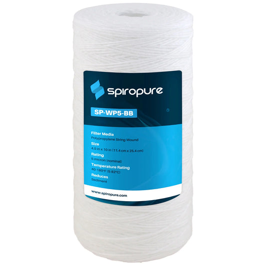 SpiroPure 10'' x 4.5'' String Wound Sediment Filter, 5 Micron (8 Pack)