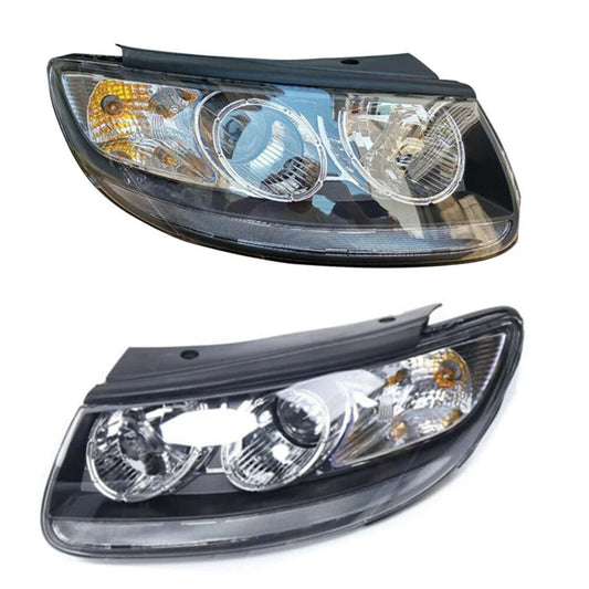 Wuzstar For 2007-2012 Hyundai Santa Fe Pair Headlights Headlamps 6 Pin Black Housing Projector Headlights Assembly Left & Right