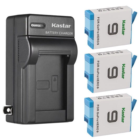 Kastar 3-Pack 3.85V 1900mAh Battery and AC Wall Charger Replacement for GoPro HERO9 HERO 9, GoPro ADDBD-001 Battery, GoPro HERO9 Black Edition, HERO 9 Black Edition, Go Pro 9 Edititon Action Camera