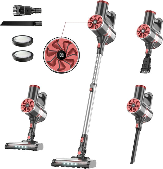 LIHONG Cordless Vacuum Cleaner, Self-Standing, 25Kpa Powerful Suction Stick Vacuum with Smart LED Display, 40Min Long Runtime , Lightweight Vacuum for Hardwood Floor Carpet Pet Hair