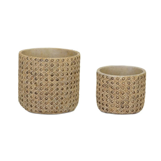 Home Decorative Planter (Set of 2) 5.25D x 4H, 6.5D x 6H Cement