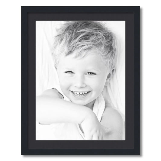 ArtToFrames 22x28 Matted Picture Frame with 18x24 Single Mat Photo Opening Framed in 1.25 Satin Black and 2 Black Mat (FWM-3926-22x28)