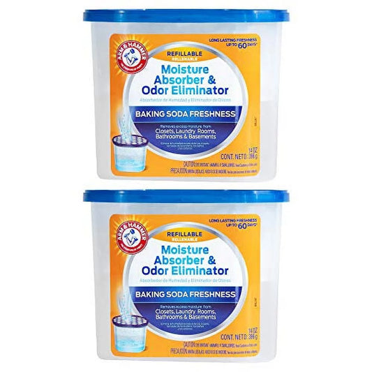 Arm & Hammer AH Refillable Tub 2-14 OZ Amazon Moisture Absorber, 2 Count, White,Blue, 28 Oz